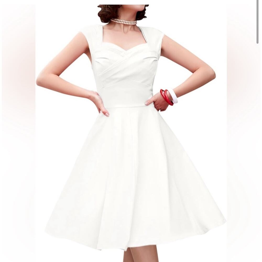 STOP STARING MADSTYLE SWING DRESS IN IVORY PIN-UP 1950's WOMEN SIZE MEDIUM